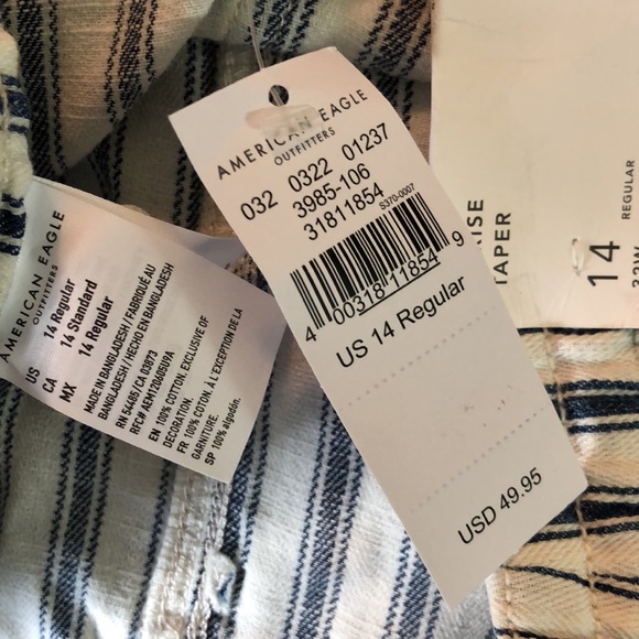 AMERICAN EAGLE OUTFITTERS Size 14 High Rise Taper Pant Classic Nautical $69 NEW - Picture 8 of 14